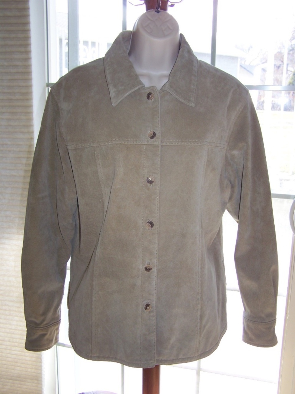 AMI Womens SUEDE SHIRT JACKET Size Large Tan Blazer Lined